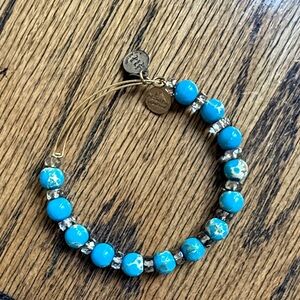 Alex and Ani Turquoise Beaded Bracelet with Gold Accents